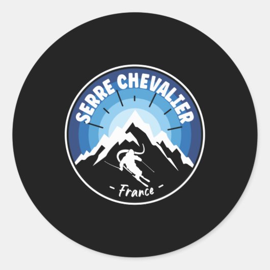 Sticker Rond Ski En Serre Chevalier France Bleu (Devant)