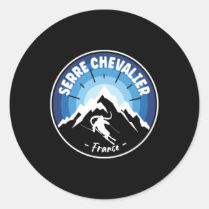 Sticker Rond Ski En Serre Chevalier France Bleu