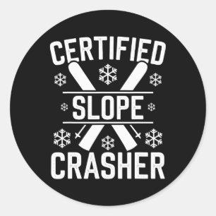 Sticker Rond Ski Et Snowboard Débutant Sports D'Hiver Fin