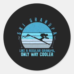 Sticker Rond Ski Grand-père Skier Mountain Ski Grand-père Sno