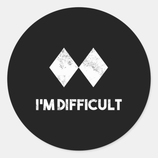 Sticker Rond Ski Je Suis Difficile Ski Skier Snowboard Snowboar (Devant)