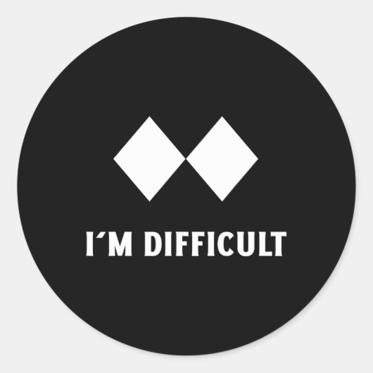 Sticker Rond Ski Je suis difficile Ski Snowboard (Devant)