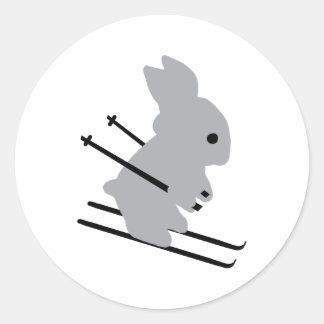 Sticker Rond ski lapin de ski mignon ski