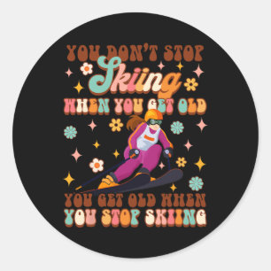 Sticker Rond Ski Les Sports D'Hiver De L'Amour Vous Devez Vieil