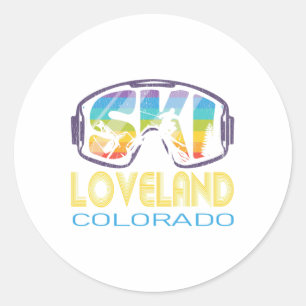 Sticker Rond Ski Loveland Colorado Vacances ski