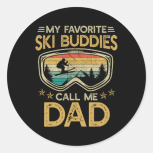 Sticker Rond Ski - Mes meilleurs potes de ski m'appellent Papa