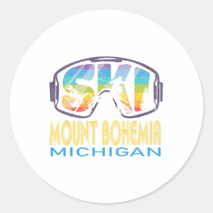 Sticker Rond Ski Mont Bohemia Michigan Vacances de ski