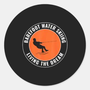 Sticker Rond ski nautique en barefoot bateau à moteur eau