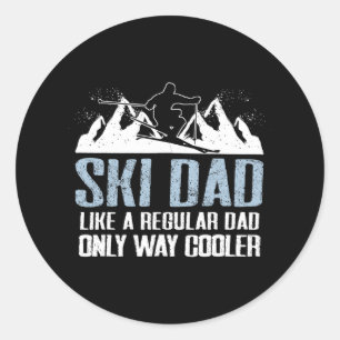 Sticker Rond Ski Papa Funny Skier Aventure Ski Amateur Citation