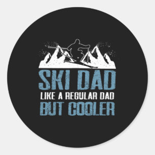 Sticker Rond Ski Papa Funny Skier Aventure Ski Amateur Citation