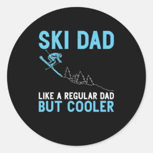 Sticker Rond Ski Papa Skier Fête des pères Cadeau Ski Papa