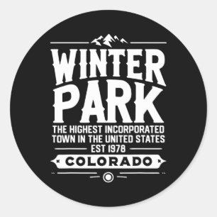 Sticker Rond Ski Parcs d'hiver Colorado Skieur Ski Souvenir