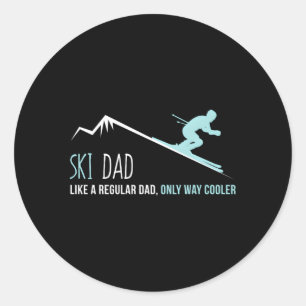 Sticker Rond Ski père hiver Ski