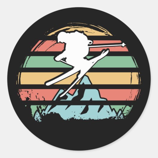 Sticker Rond Ski Rétro (Devant)