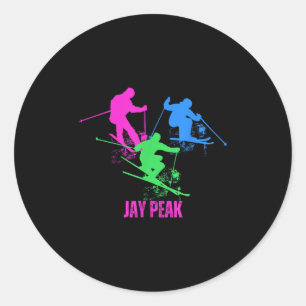 Sticker Rond Ski Retro Jay Peak Vermont Skier 90s
