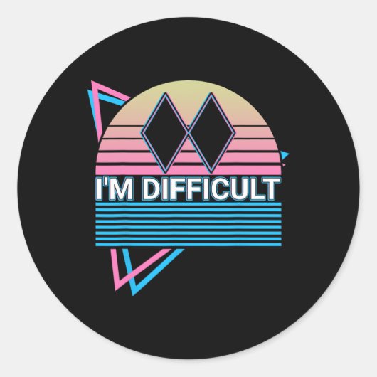Sticker Rond Ski Rétro Je suis difficile (Devant)