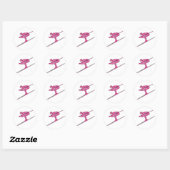 Sticker Rond Ski rose rapide (Feuille)