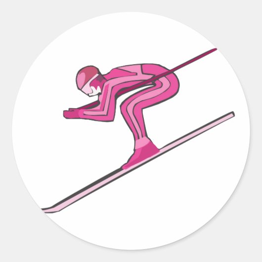 Sticker Rond Ski rose rapide (Devant)