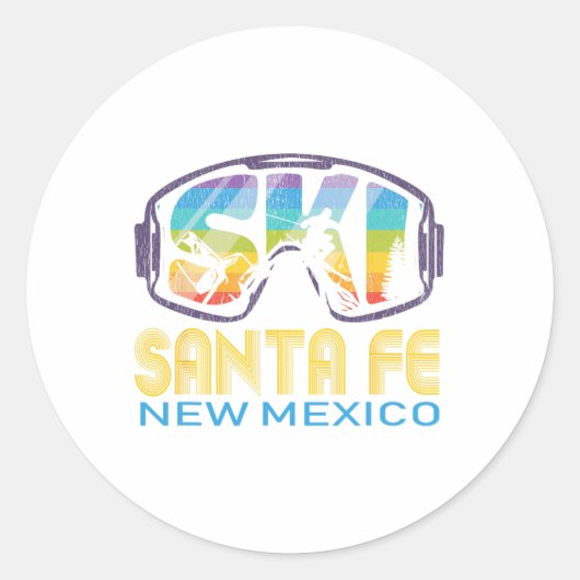 Sticker Rond Ski Santa Fe New Mexico Skiing Vacation  (Devant)