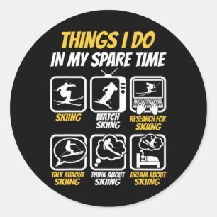 Sticker Rond Ski Ski Ski Neige Sports D'Hiver Amateurs Fu