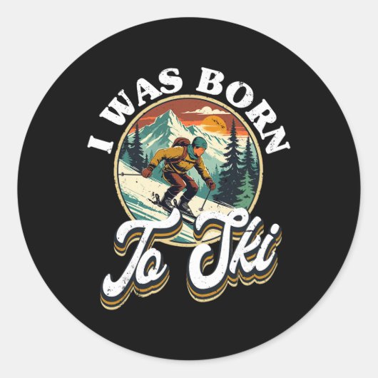 Sticker Rond Ski Skiing Winter Sport (Devant)