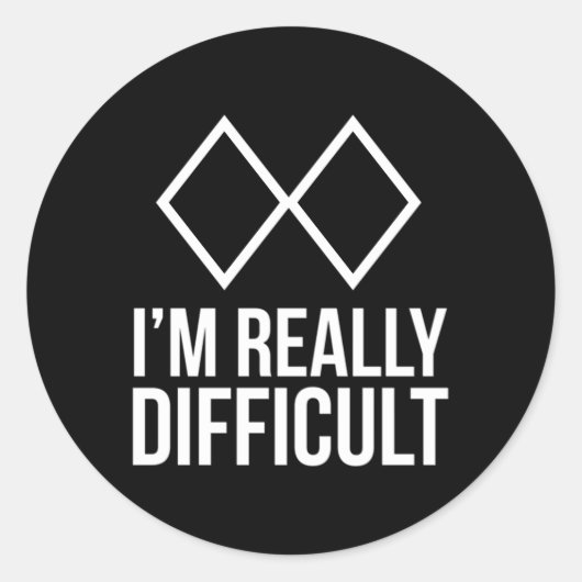 Sticker Rond Ski Snowboard Je Suis Vraiment Difficile (Devant)