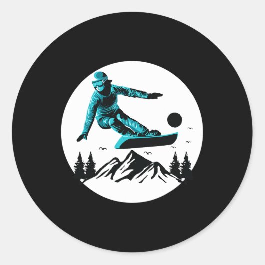 Sticker Rond Ski Snowboard Ski Snow Mountain Winter Snowboar (Devant)