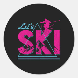Sticker Rond Ski Sports d'hiver Ski Ski