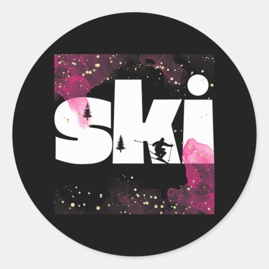 Sticker Rond Ski Sur Les Pistes6 (Devant)