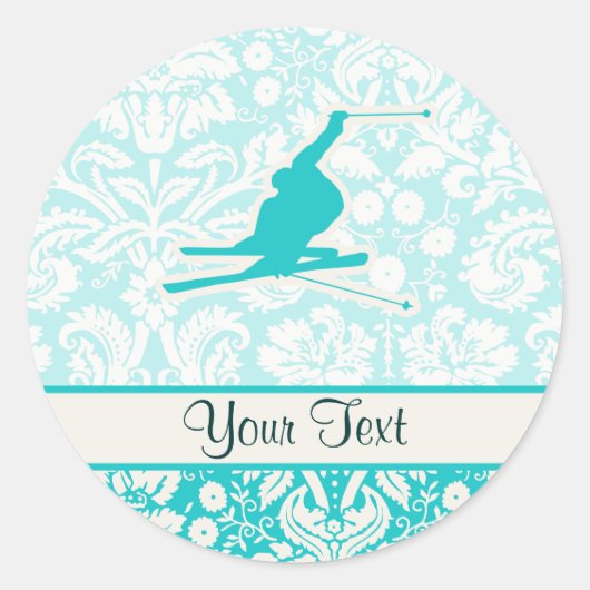 Sticker Rond Ski turquoise de neige (Devant)