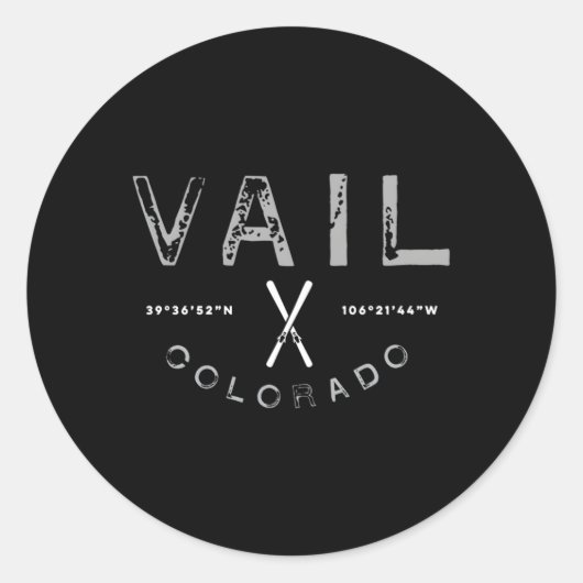 Sticker Rond Ski Vail Colorado (Devant)