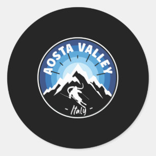 Sticker Rond Ski Vallée d'Aoste Italie Bleue