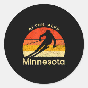 Sticker Rond Ski vintage Afton Alps Minnesota montagne