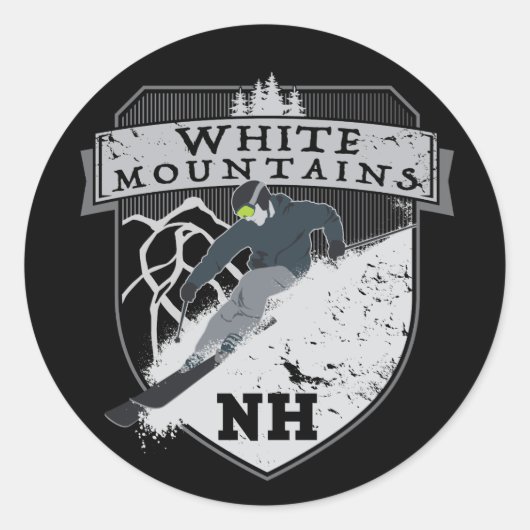 Sticker Rond Ski White Mountains, NH (Devant)