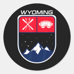Sticker Rond Ski Wyoming Mountain Ski Trail Skier Goggle Pol