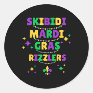 Sticker Rond Skibidi Mardi Gras Chemises Garçons Funny Mardi Gr