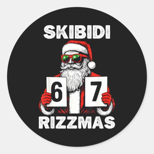 Sticker Rond Skibidi Rizzmas Christmas 6 7 Funny Santa  (Devant)