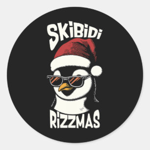 Sticker Rond Skibidi Rizzmas Drôle de Noël Gen Alpha Slang Pe