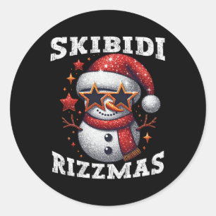 Sticker Rond Skibidi Rizzmas Gen Alpha Slang Drôle Noël Sn