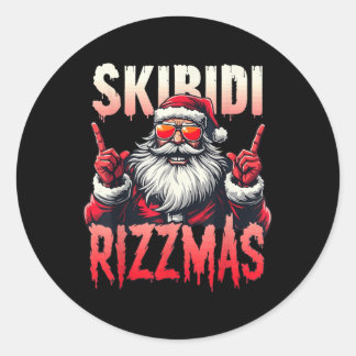 Sticker Rond Skibidi Rizzmas Noël Funny Santa Claus