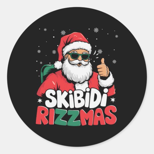 Sticker Rond Skibidi Rizzmas Noël Père Noël Joyeux Rizz M (Devant)