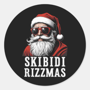 Sticker Rond Skibidi Rizzmas Noël Rizz Père Noël Xmas Pyjama