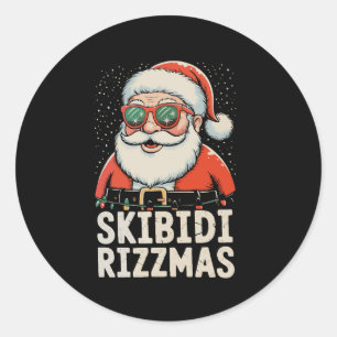 Sticker Rond Skibidi Rizzmas Père Noël Rizz Noël Noël Noël Noël