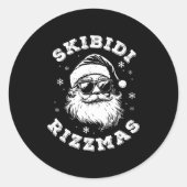 Sticker Rond Skibidi Rizzmas Santa Funny Christmas Gen Alpha Sl (Devant)