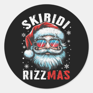 Sticker Rond Skibidi Santa Claus Drôle Noël Cool Awesome S