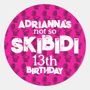 Sticker Rond Skibidi Toilet rose fête d'anniversaire