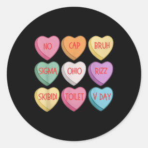 Sticker Rond Skibidi Valentines Jour Rizz Coeur de bonbons Supe