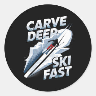 Sticker Rond Skier Profondément Ski Rapide Ski Alpin