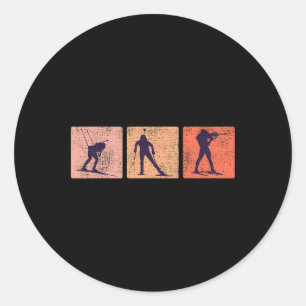 Sticker Rond Skies Biathlon Sports d'hiver Ski Piste Ski Biat