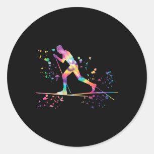 Sticker Rond Skieur de fond Ski nordique Xc _10